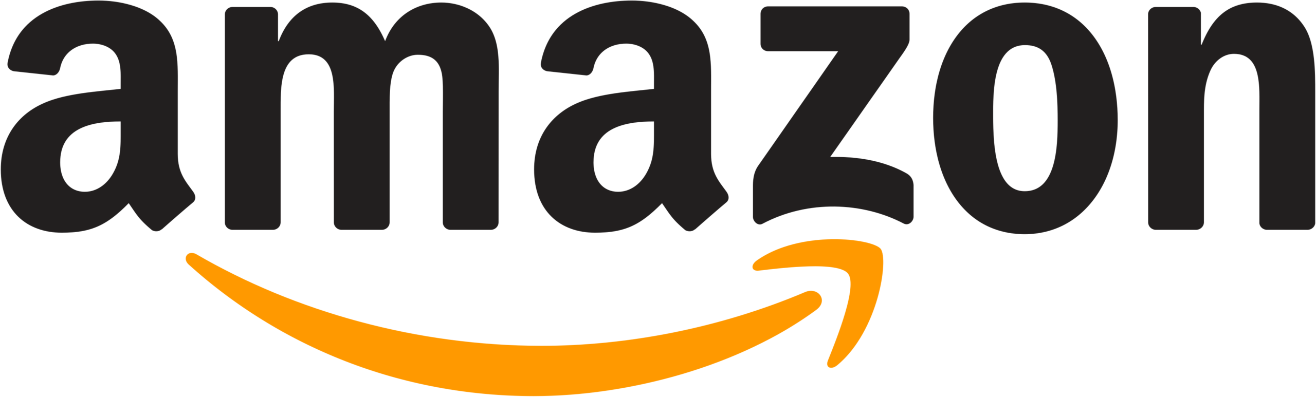 Amazon logo met een oranje lachende mond